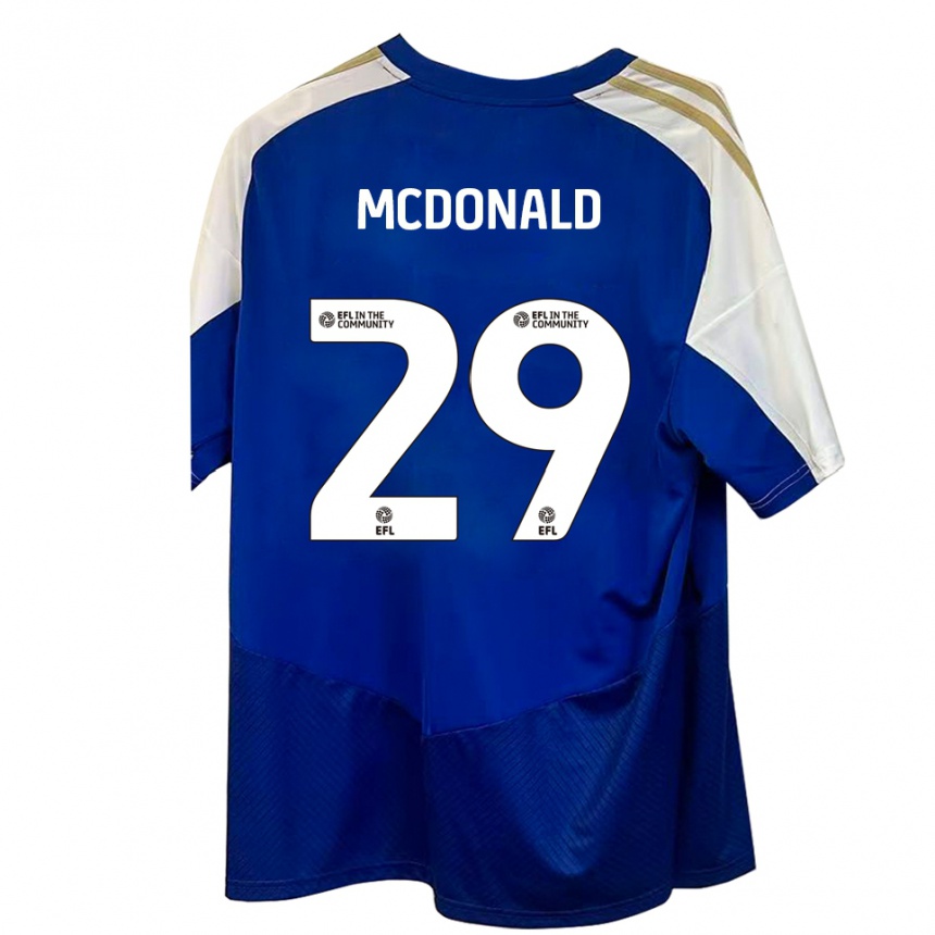 נשים כדורגל Kevin Mcdonald #29 כחול לבן זהב הרחק ג'רזי 2025/26