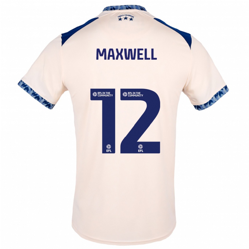 נשים כדורגל כריס מקסוול #12 לבן שמנת כחול נייבי הרחק ג'רזי 2025/26