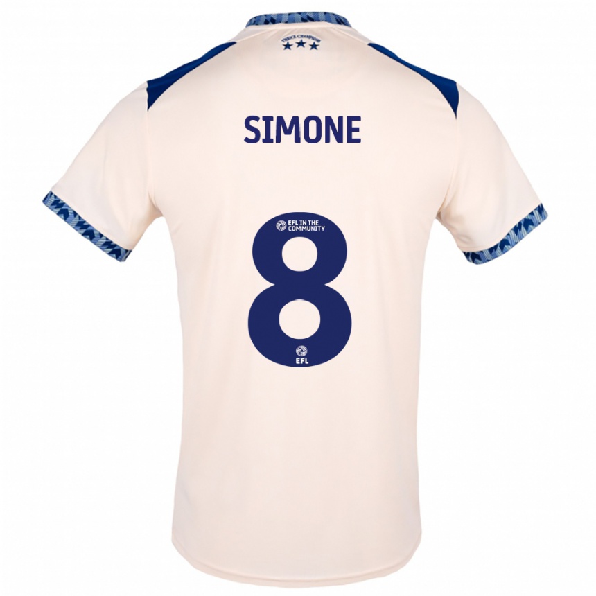 נשים כדורגל Caz Simone #8 לבן שמנת כחול נייבי הרחק ג'רזי 2025/26