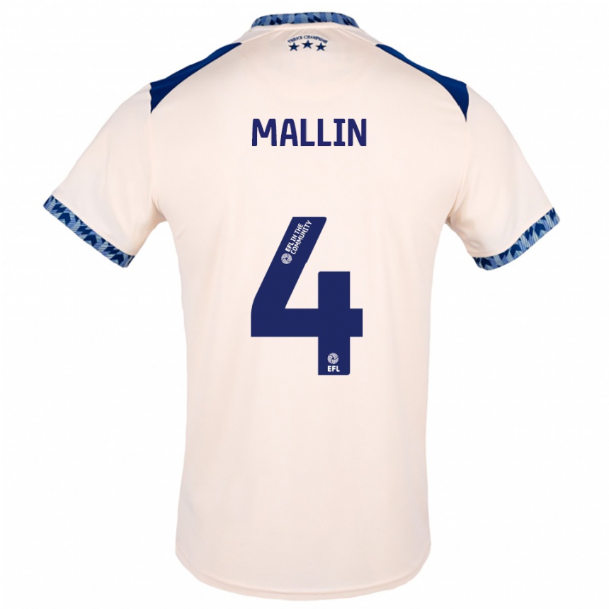 נשים כדורגל קייט מאלין #4 לבן שמנת כחול נייבי הרחק ג'רזי 2025/26