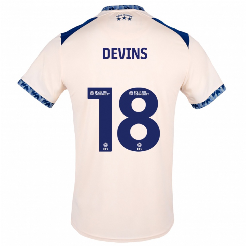 נשים כדורגל Caitlin Devins #18 לבן שמנת כחול נייבי הרחק ג'רזי 2025/26