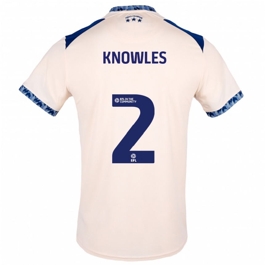 נשים כדורגל Charlie Knowles #2 לבן שמנת כחול נייבי הרחק ג'רזי 2025/26