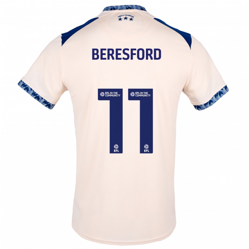 נשים כדורגל Rebecca Beresford #11 לבן שמנת כחול נייבי הרחק ג'רזי 2025/26