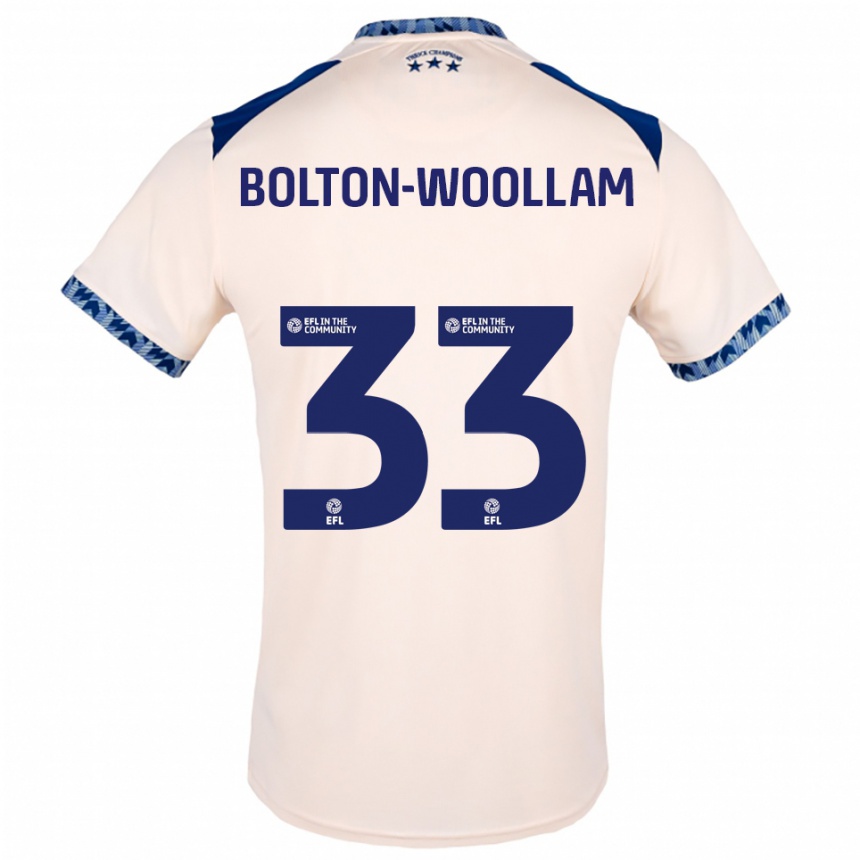 נשים כדורגל Kacey Bolton-Woollam #33 לבן שמנת כחול נייבי הרחק ג'רזי 2025/26