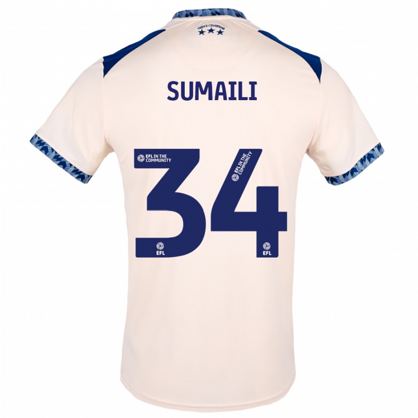 נשים כדורגל פאלון סומאילי #34 לבן שמנת כחול נייבי הרחק ג'רזי 2025/26 נשים כדורגל פאלון סומאילי #34 לבן שמנת כחול נייבי הרחק ג'רזי 2025/26