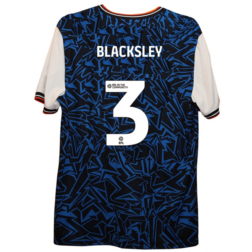 נשים כדורגל Tanya Blacksley #3 כחול שחור לבן הרחק ג'רזי 2025/26