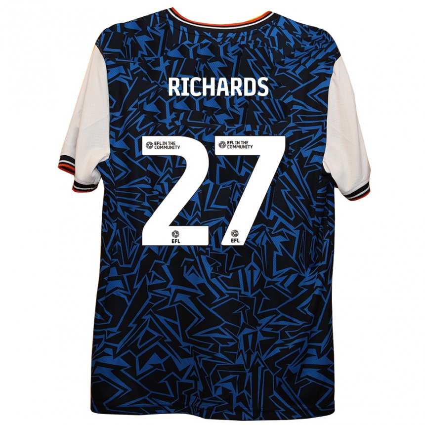 נשים כדורגל Jake Richards #27 כחול שחור לבן הרחק ג'רזי 2025/26