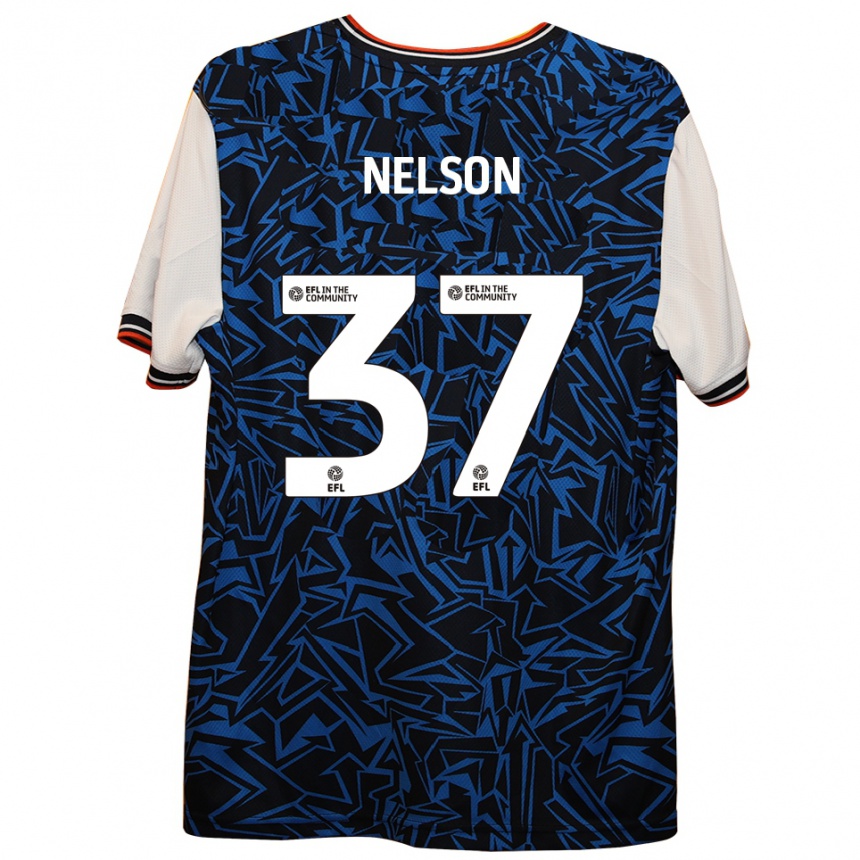 נשים כדורגל זאק נלסון #37 כחול שחור לבן הרחק ג'רזי 2025/26