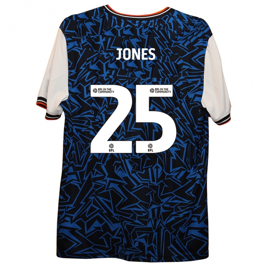 נשים כדורגל אייזיאה ג'ונס #25 כחול שחור לבן הרחק ג'רזי 2025/26
