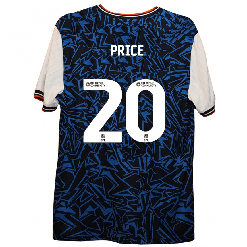 נשים כדורגל Erin Price #20 כחול שחור לבן הרחק ג'רזי 2025/26