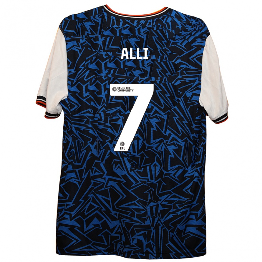 נשים כדורגל Millenic Alli #7 כחול שחור לבן הרחק ג'רזי 2025/26