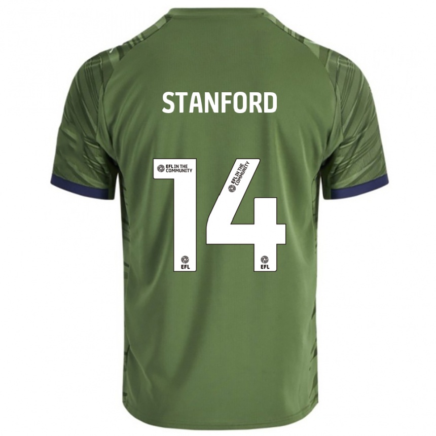 נשים כדורגל Jessica Stanford #14 ירוק לבן הרחק ג'רזי 2025/26