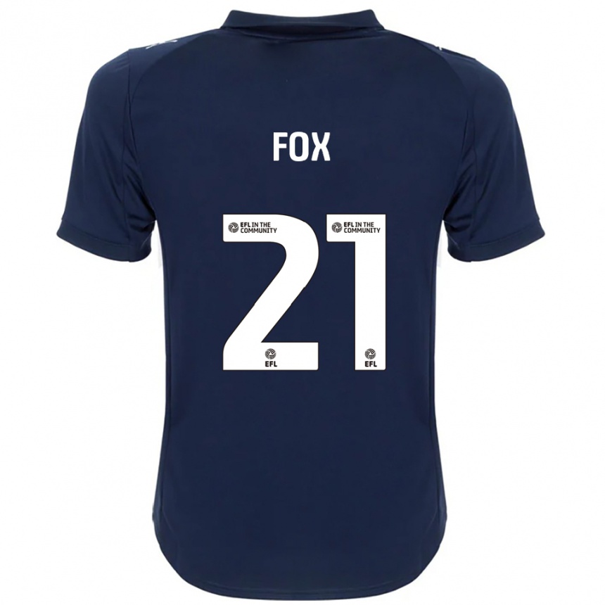 נשים כדורגל מורגן פוקס #21 כחול נייבי לבן הרחק ג'רזי 2025/26