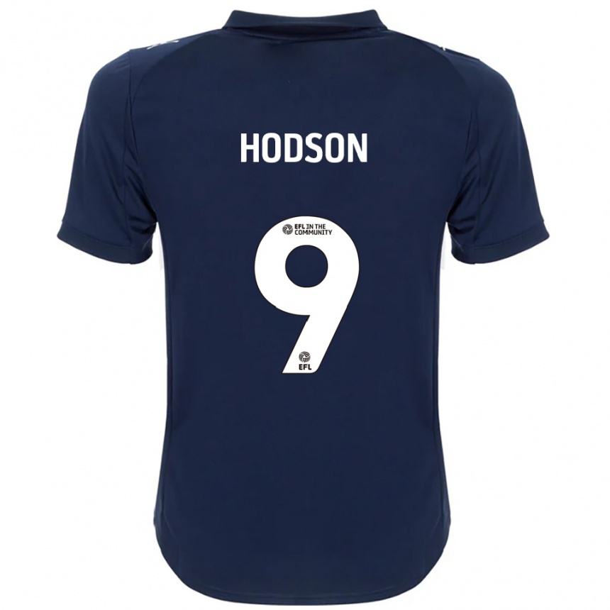 נשים כדורגל Avagrace Hodson #9 כחול נייבי לבן הרחק ג'רזי 2025/26