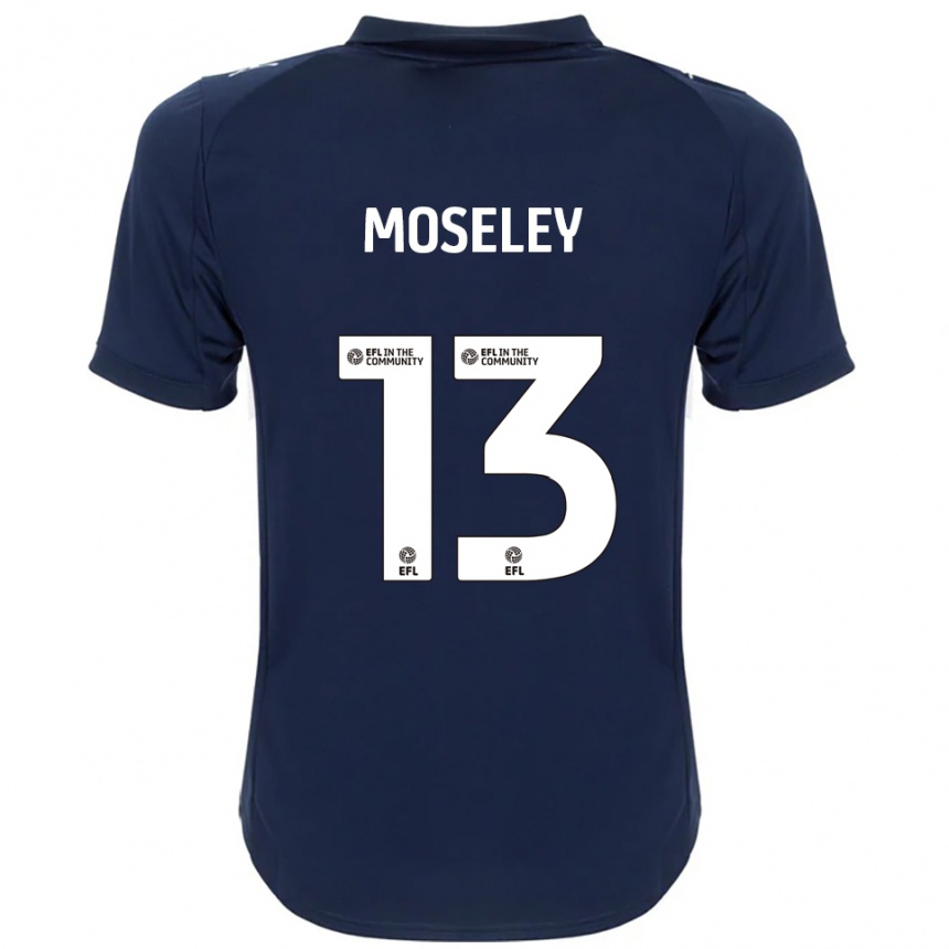 נשים כדורגל Faye Moseley #13 כחול נייבי לבן הרחק ג'רזי 2025/26