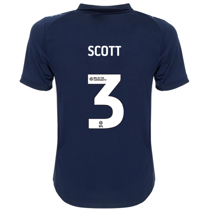 נשים כדורגל Holly Scott #3 כחול נייבי לבן הרחק ג'רזי 2025/26