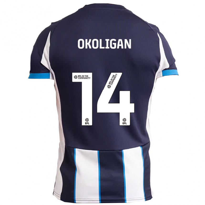 נשים כדורגל Desire Okoligan #14 לבן כחול נייבי הרחק ג'רזי 2025/26