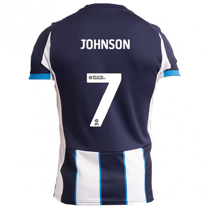 נשים כדורגל Harry Johnson #7 לבן כחול נייבי הרחק ג'רזי 2025/26