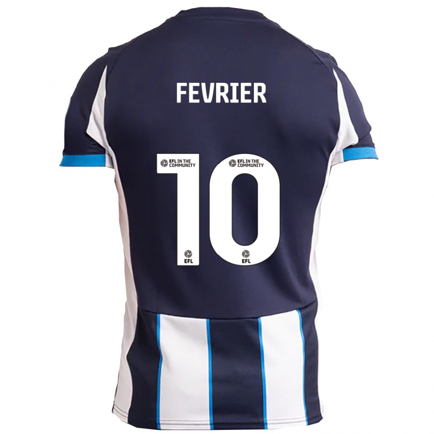 נשים כדורגל Jayden Fevrier #10 לבן כחול נייבי הרחק ג'רזי 2025/26