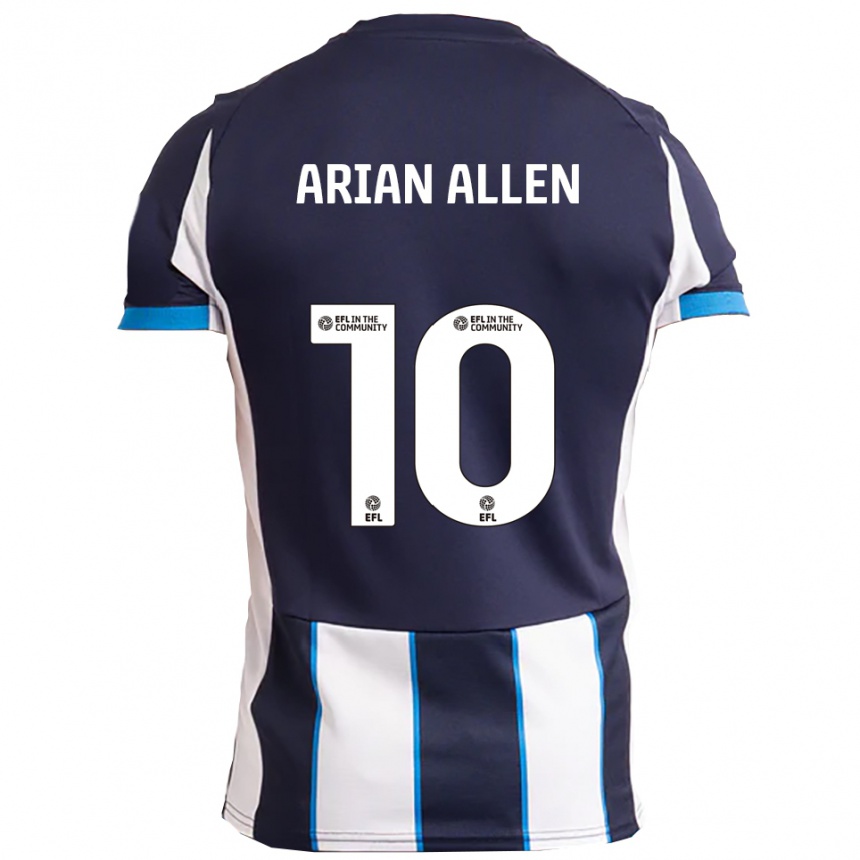 נשים כדורגל אריאן אלן #10 לבן כחול נייבי הרחק ג'רזי 2025/26