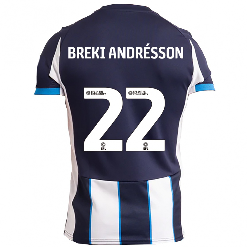 נשים כדורגל Benoný Breki Andrésson #22 לבן כחול נייבי הרחק ג'רזי 2025/26