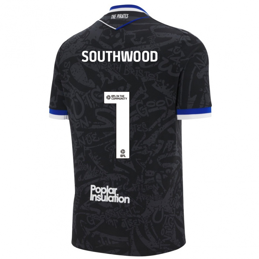 נשים כדורגל לוק סות'ווד #1 שחור לבן הרחק ג'רזי 2025/26