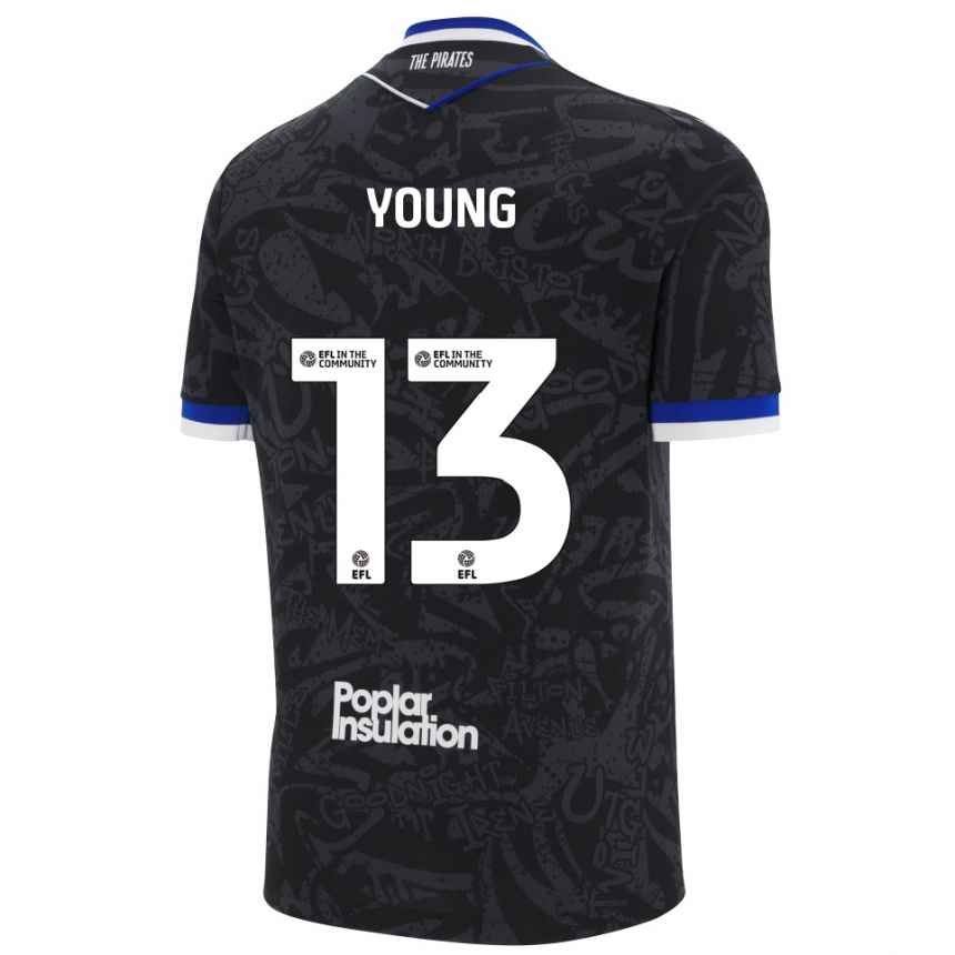 נשים כדורגל בראד יאנג #13 שחור לבן הרחק ג'רזי 2025/26