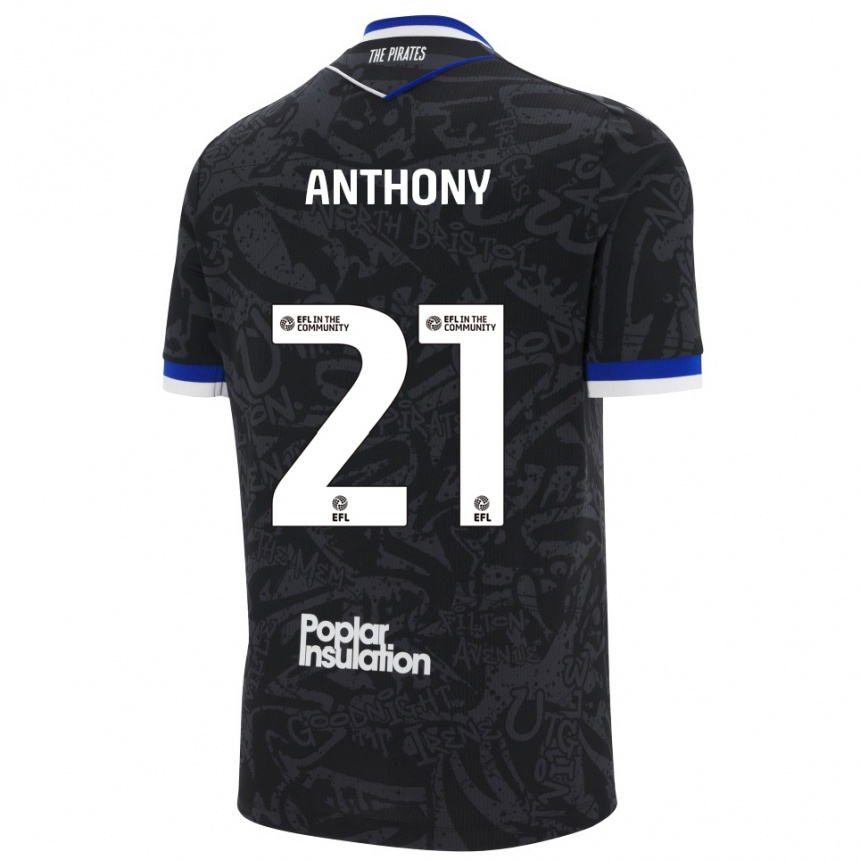 נשים כדורגל מיקה אנתוני #21 שחור לבן הרחק ג'רזי 2025/26