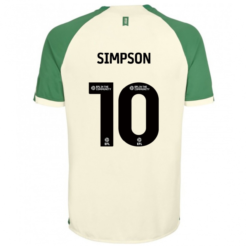 נשים כדורגל Harley-Jean Simpson #10 לבן שמנת ירוק הרחק ג'רזי 2025/26