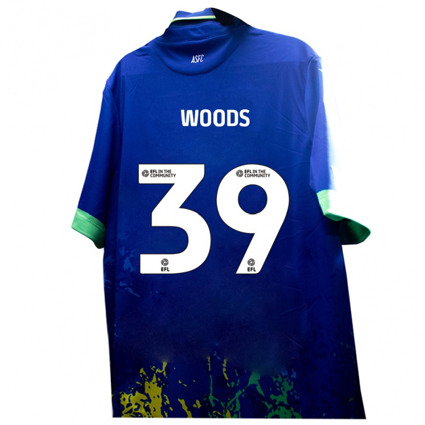 נשים כדורגל Josh Woods #39 כחול צהוב הרחק ג'רזי 2025/26