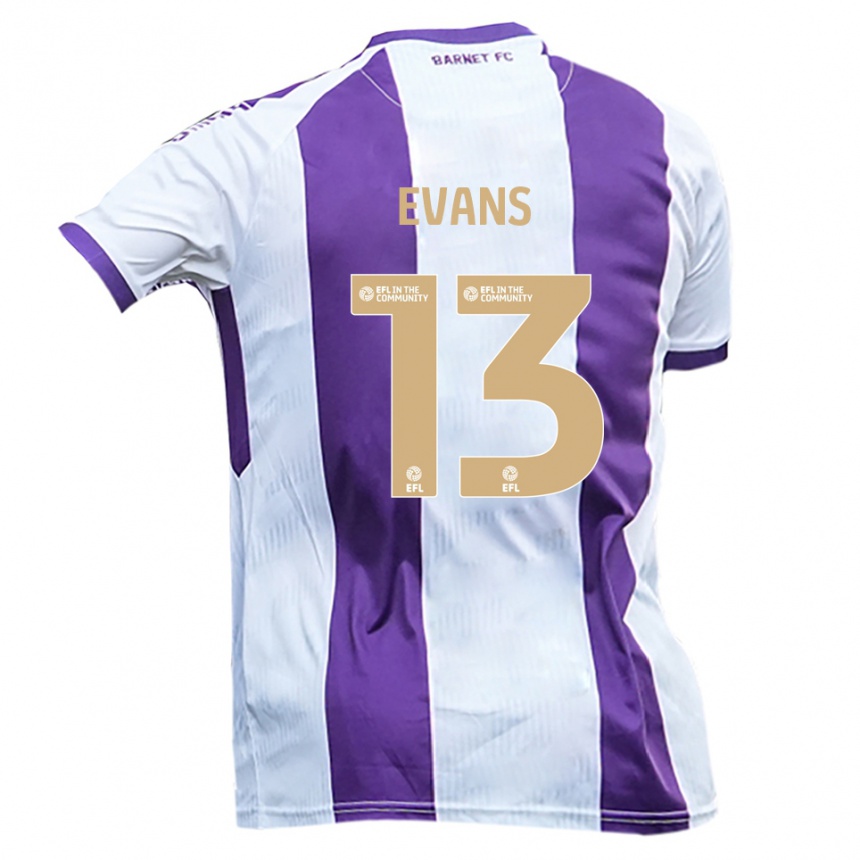 נשים כדורגל Owen Evans #13 לבן סגול הרחק ג'רזי 2025/26