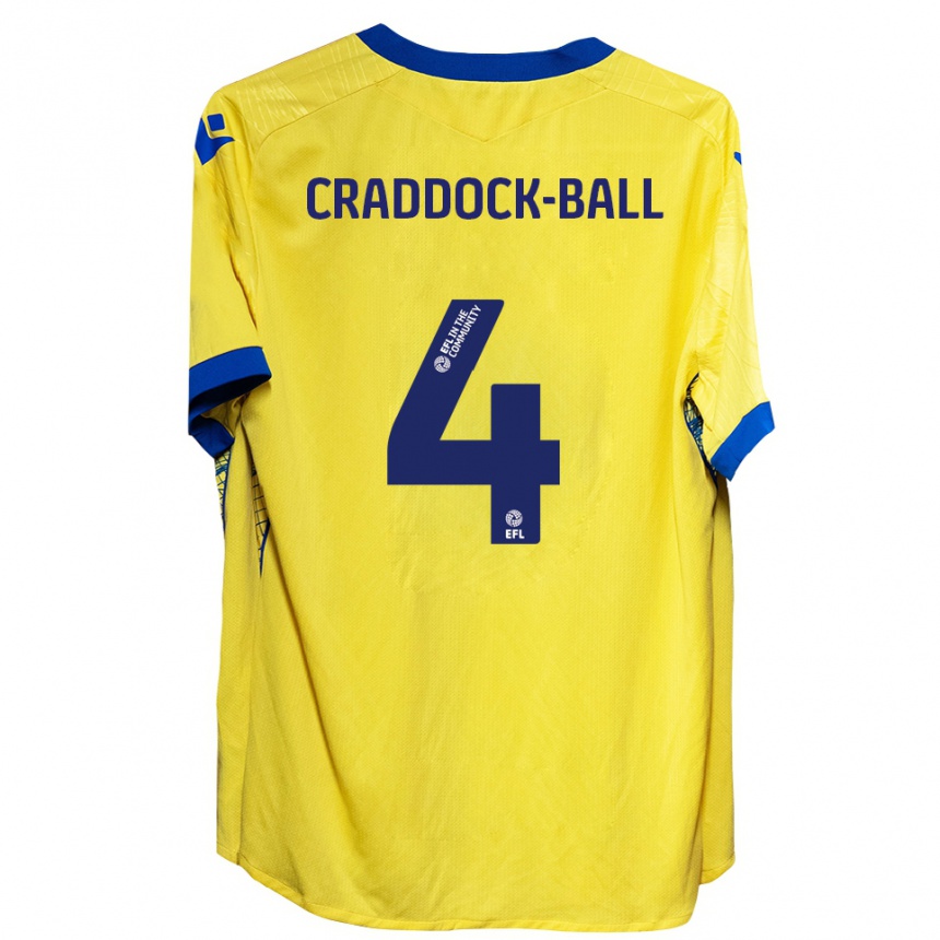 נשים כדורגל Cassie Craddock-Ball #4 צהוב כחול הרחק ג'רזי 2025/26