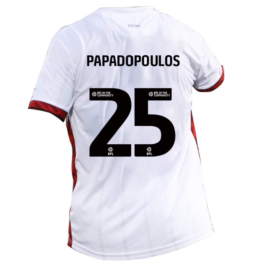 נשים כדורגל אנטוני פאפאדופולוס #25 לבן אדום שחור הרחק ג'רזי 2025/26