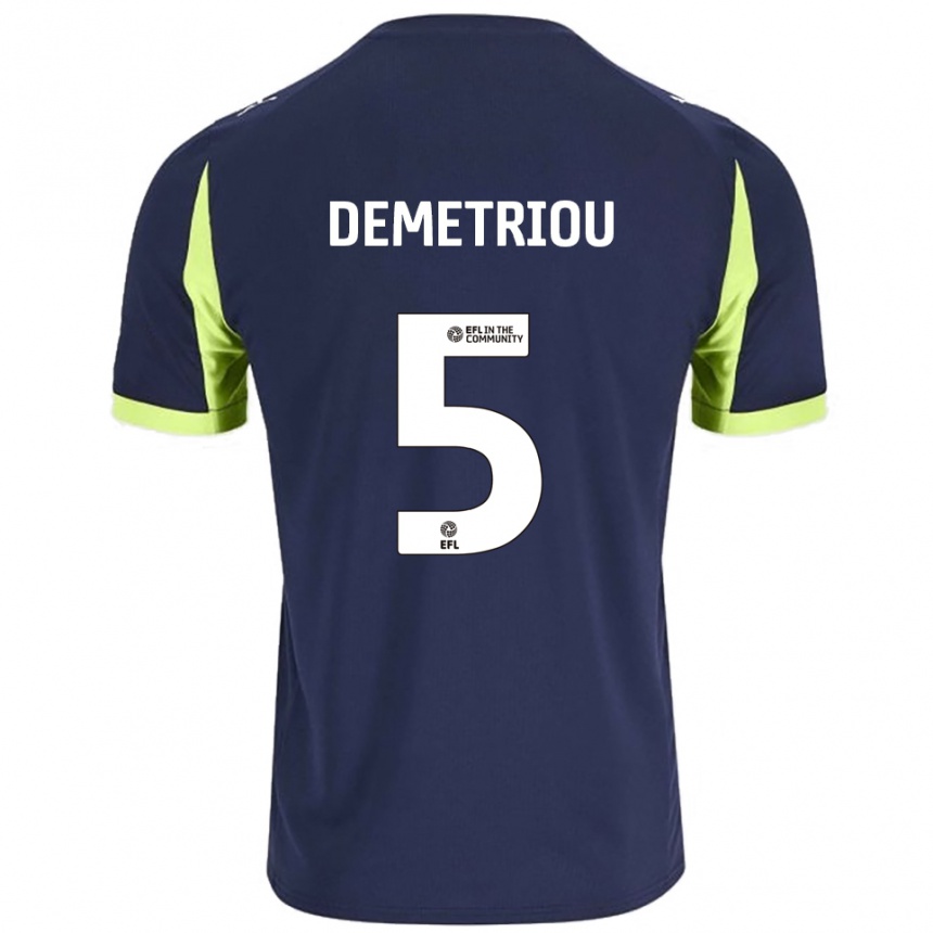 נשים כדורגל מיקי דמטריו #5 כחול נייבי ירוק זוהר הרחק ג'רזי 2025/26