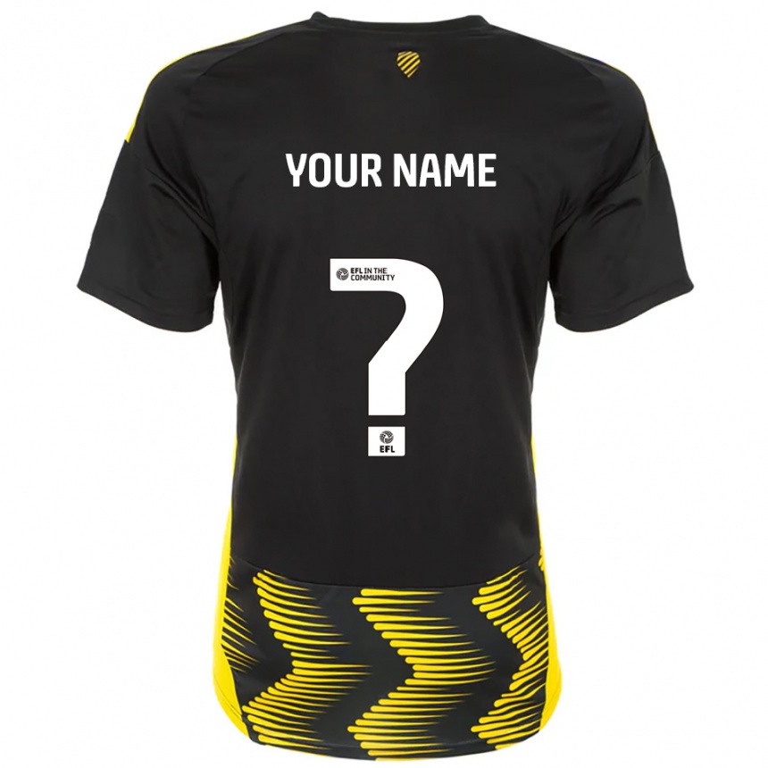 נשים כדורגל השם שלך #0 שחור צהוב הרחק ג'רזי 2025/26