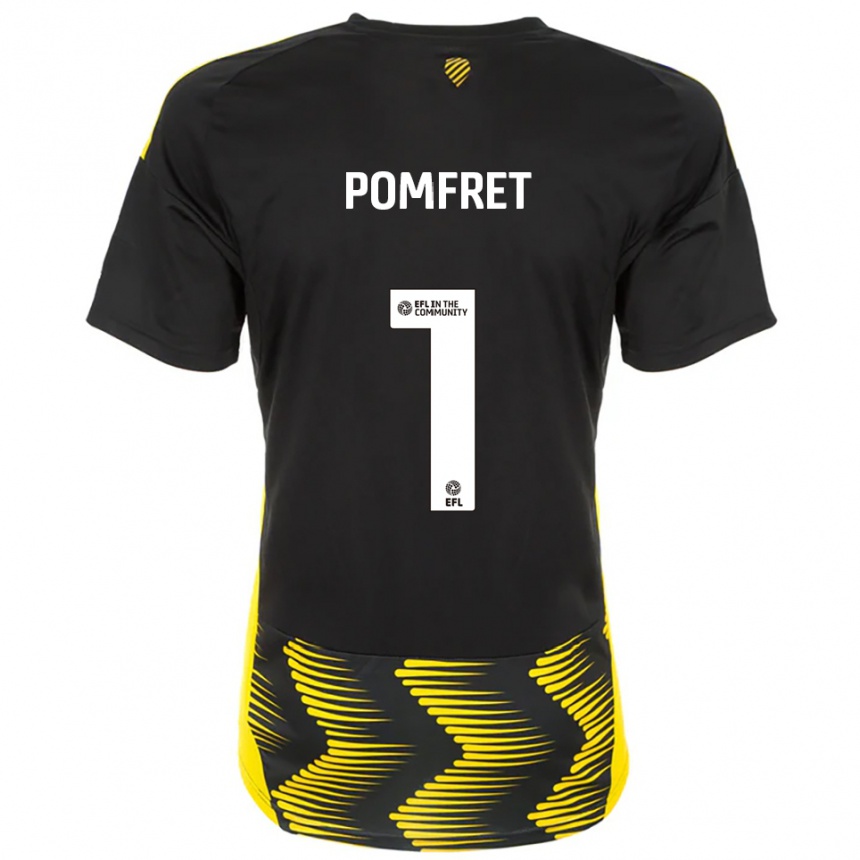 נשים כדורגל Grace Pomfret #1 שחור צהוב הרחק ג'רזי 2025/26