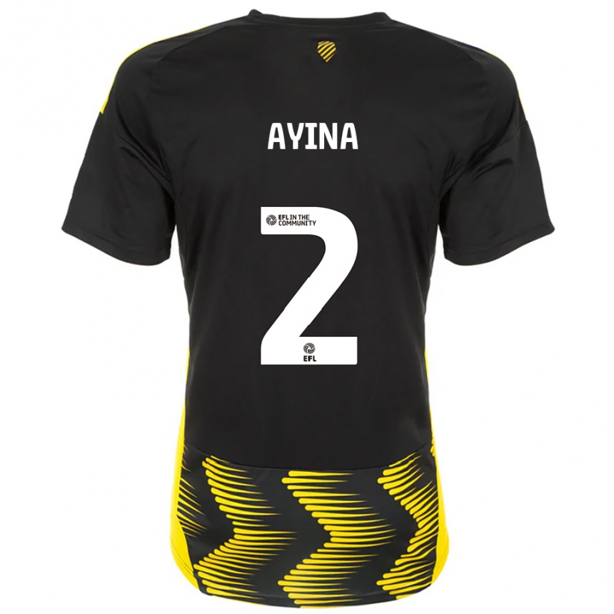 נשים כדורגל Loick Ayina #2 שחור צהוב הרחק ג'רזי 2025/26
