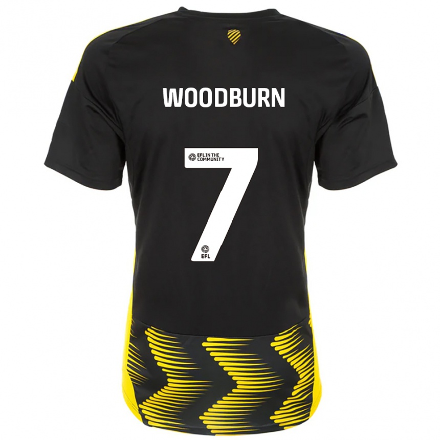 נשים כדורגל בן וודברן #7 שחור צהוב הרחק ג'רזי 2025/26