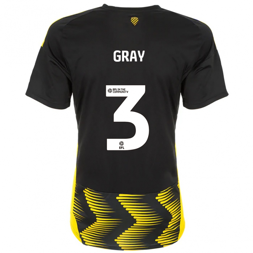 נשים כדורגל Rebecca Gray #3 שחור צהוב הרחק ג'רזי 2025/26