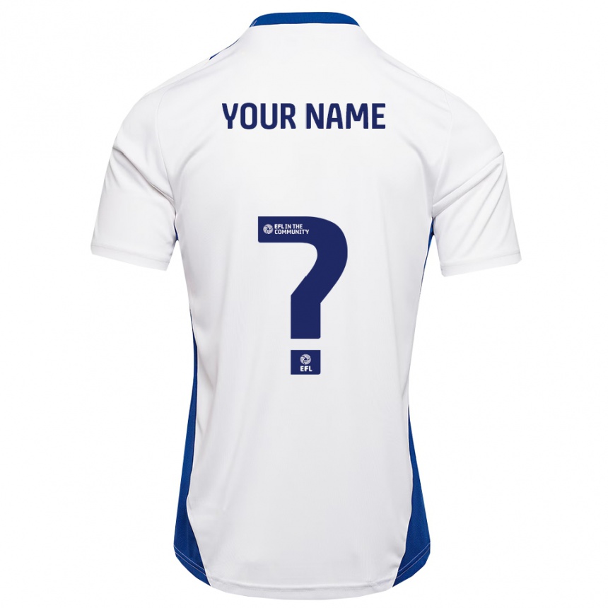 נשים כדורגל השם שלך #0 לבן כחול הרחק ג'רזי 2025/26