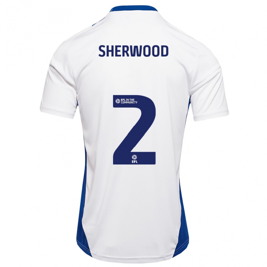 נשים כדורגל Katie Sherwood #2 לבן כחול הרחק ג'רזי 2025/26