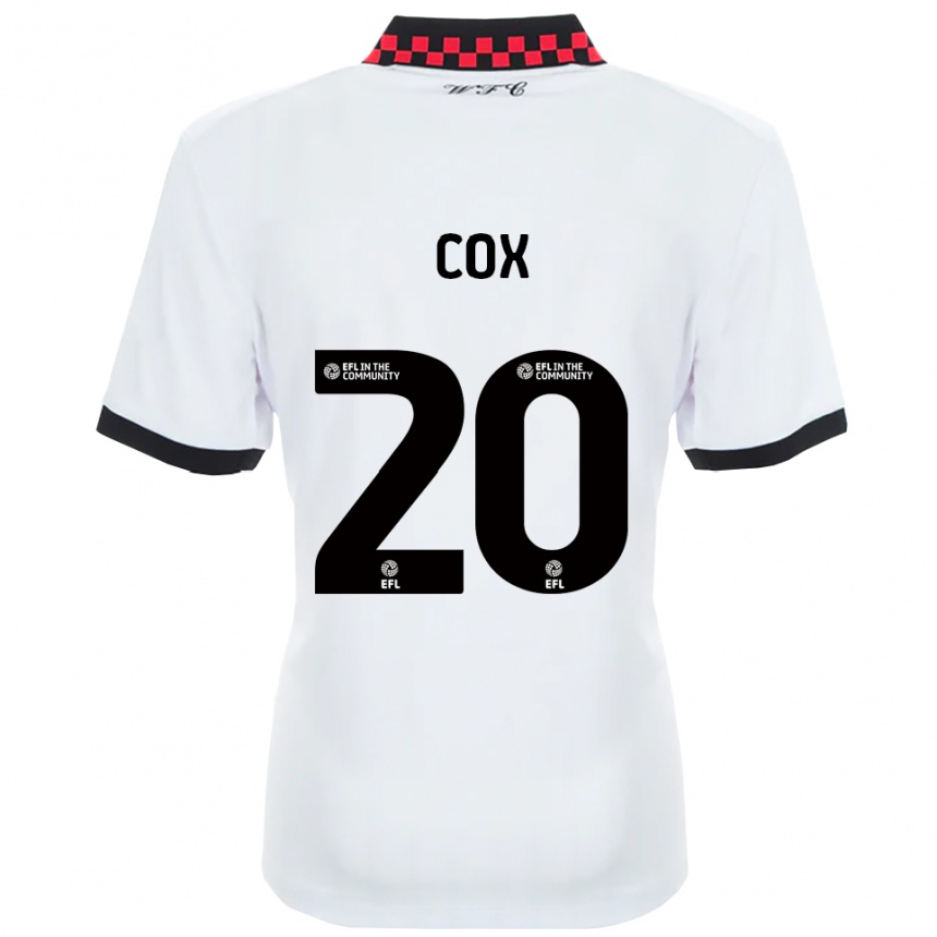 נשים כדורגל Daniel Cox #20 לבן שחור הרחק ג'רזי 2025/26