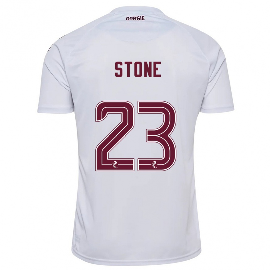 נשים כדורגל Harry Stone #23 לבן בורדו הרחק ג'רזי 2025/26