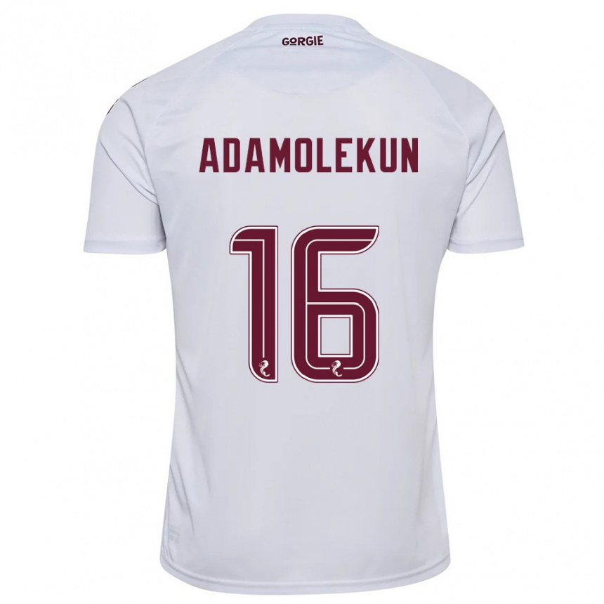 נשים כדורגל Olufolasade Adamolekun #16 לבן בורדו הרחק ג'רזי 2025/26