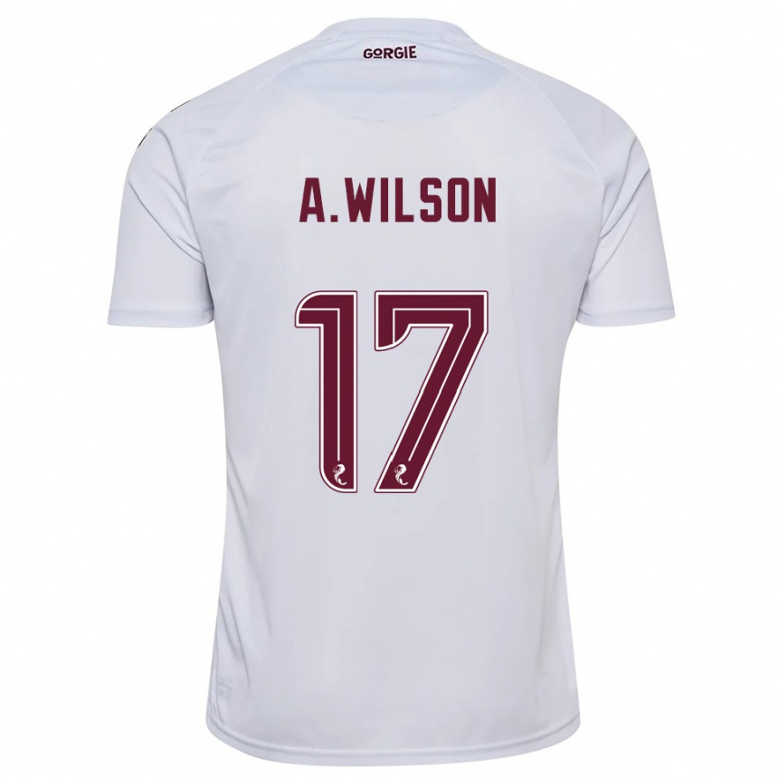 נשים כדורגל Alfie Wilson #17 לבן בורדו הרחק ג'רזי 2025/26