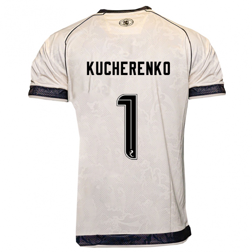 נשים כדורגל Yevgeniy Kucherenko #1 לבן שחור הרחק ג'רזי 2025/26