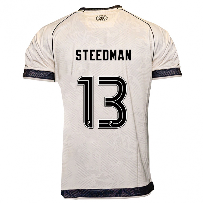 נשים כדורגל Morgan Steedman #13 לבן שחור הרחק ג'רזי 2025/26