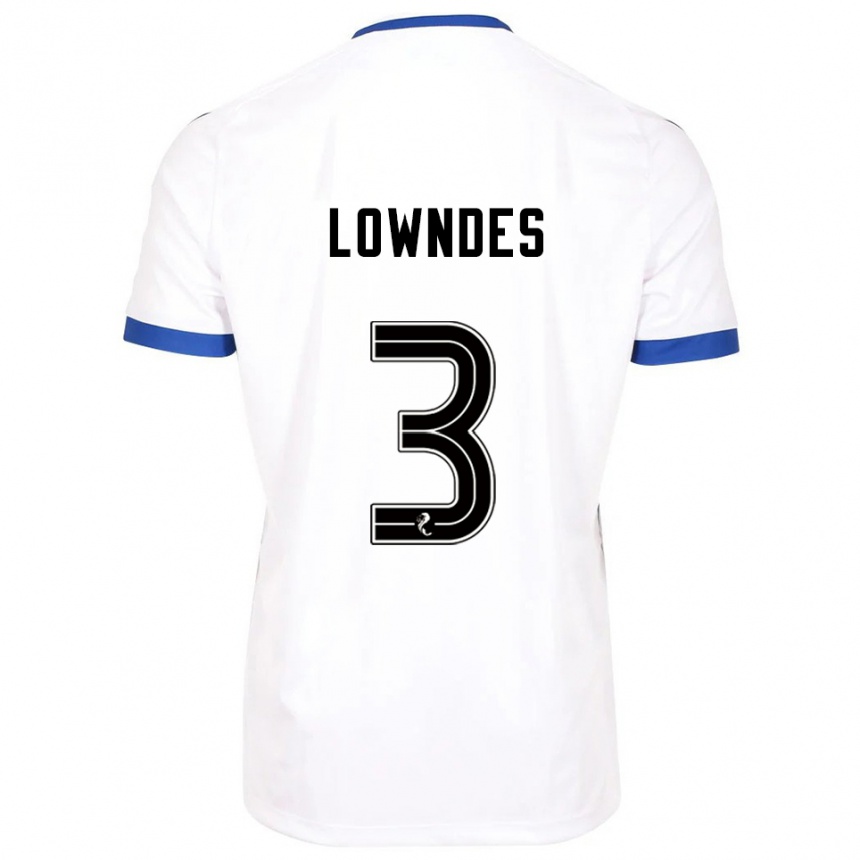 נשים כדורגל Thomas Lowndes #3 לבן כחול הרחק ג'רזי 2025/26
