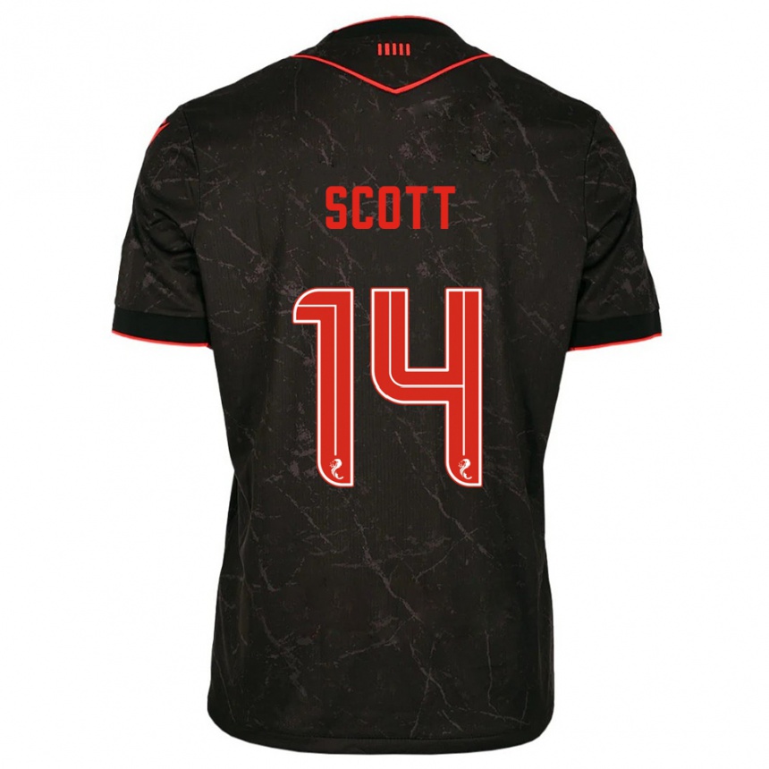 נשים כדורגל James Scott #14 שחור אדום הרחק ג'רזי 2025/26