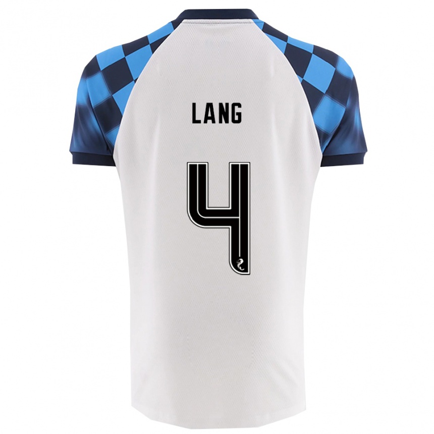 נשים כדורגל Tom Lang #4 לבן תכלת הרחק ג'רזי 2025/26